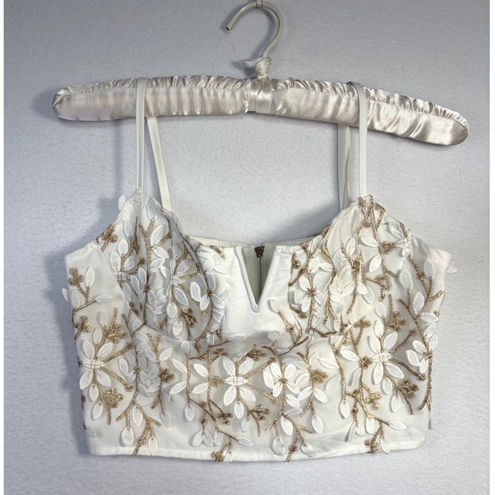 Unbranded Bustier Crop Top Womens Small White Gold EUC Whimsigoth